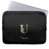 Eleganter Botanischer Monogram Letter U Laptop Sle Laptopschutzhülle (Vorderseite)