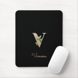 Eleganter Botanischer Monogram Letter V Mouse Pad Mousepad