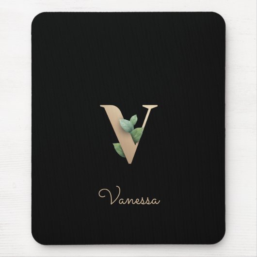Eleganter Botanischer Monogram Letter V Mouse Pad Mousepad (Vorne)