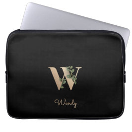 Eleganter Botanischer Monogram Letter W Laptop Sle Laptopschutzhülle