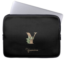 Eleganter Botanischer Monogram Letter Y Laptop Sle Laptopschutzhülle