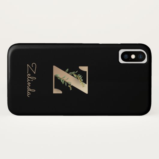 Eleganter Botanischer Monogram Letter Z Case-Mate iPhone Hülle (Rückseite (Horizontal))