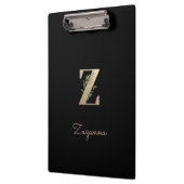 Eleganter Botanischer Monogram Letter Z Klemmbrett (Links)