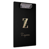 Eleganter Botanischer Monogram Letter Z Klemmbrett (Rechts)