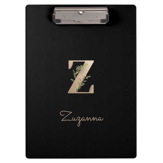 Eleganter Botanischer Monogram Letter Z Klemmbrett (Vorderseite)