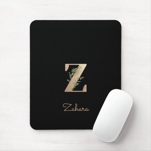 Eleganter Botanischer Monogram Letter Z Mouse Pad Mousepad (Mit Mouse)