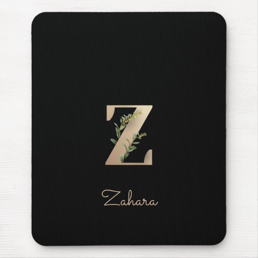Eleganter Botanischer Monogram Letter Z Mouse Pad Mousepad (Vorne)