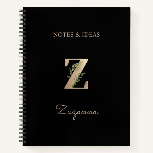 Eleganter Botanischer Monogram Letter Z Notizblock (Vorderseite)