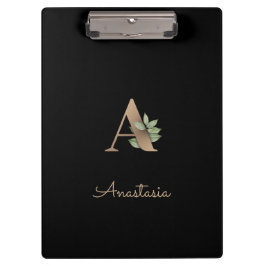 Eleganter Botanischer Monogramm-Brief A Klemmbrett