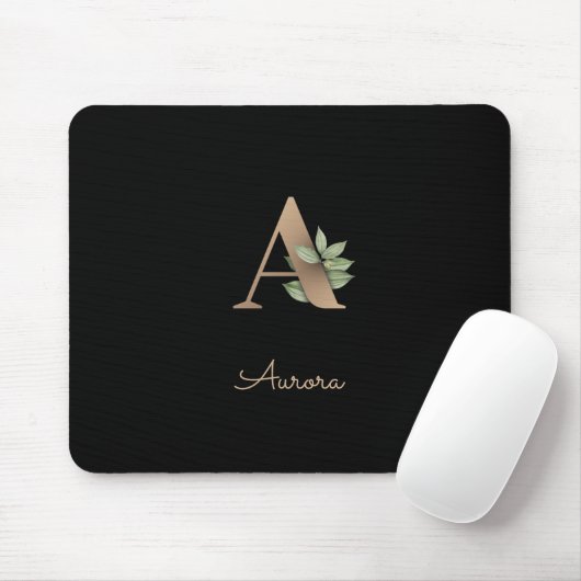 Eleganter Botanischer Monogramm-Brief A Mousepad (Mit Mouse)