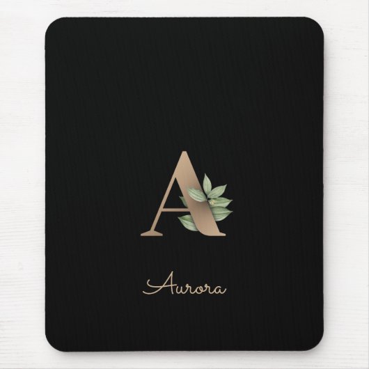 Eleganter Botanischer Monogramm-Brief A Mousepad (Vorne)