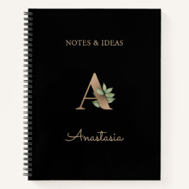 Eleganter Botanischer Monogramm-Brief A Notizblock