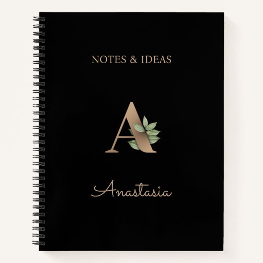 Eleganter Botanischer Monogramm-Brief A Notizblock (Vorderseite)