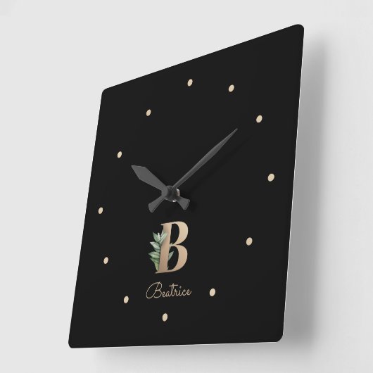 Eleganter Botanischer Monogramm-Brief B Quadratische Wanduhr (Winkel)