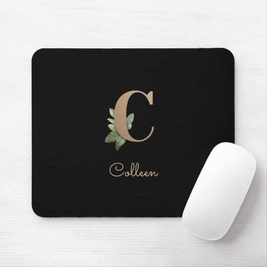 Eleganter Botanischer Monogramm-Brief C Mousepad (Mit Mouse)