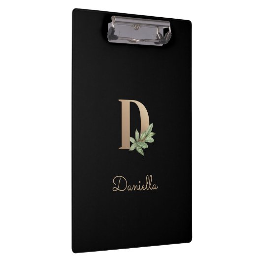 Eleganter Botanischer Monogramm-Brief D Klemmbrett (Rechts)