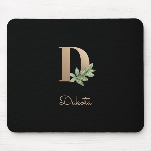 Eleganter Botanischer Monogramm-Brief D Mousepad (Vorne)