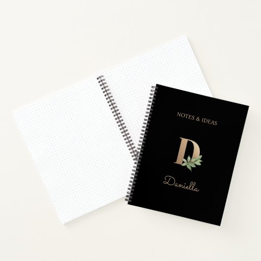 Eleganter Botanischer Monogramm-Brief D Notizblock (Innenseite)
