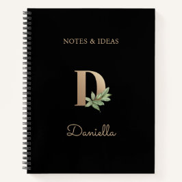 Eleganter Botanischer Monogramm-Brief D Notizblock