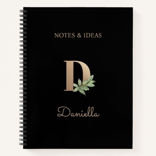 Eleganter Botanischer Monogramm-Brief D Notizblock (Vorderseite)