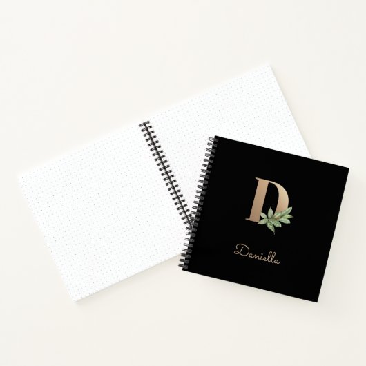 Eleganter Botanischer Monogramm-Brief D Notizblock (Innenseite)