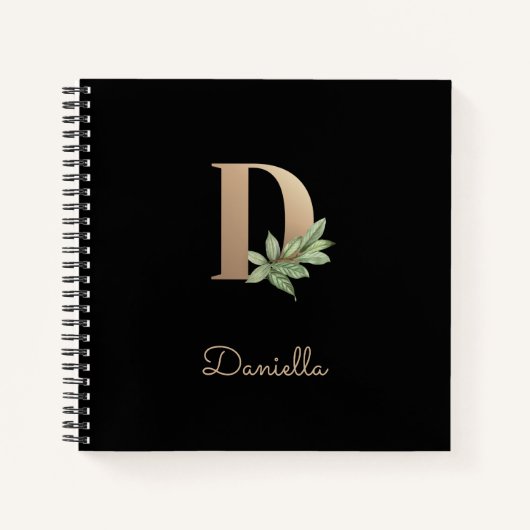 Eleganter Botanischer Monogramm-Brief D Notizblock (Vorderseite)