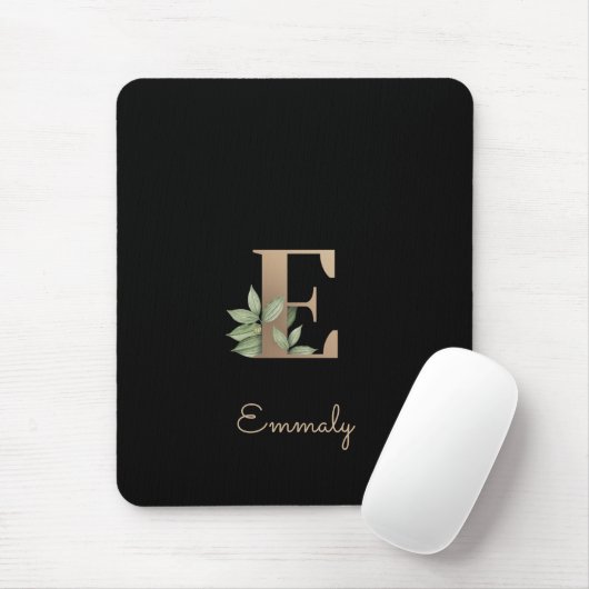 Eleganter Botanischer Monogramm-Brief E Mousepad (Mit Mouse)