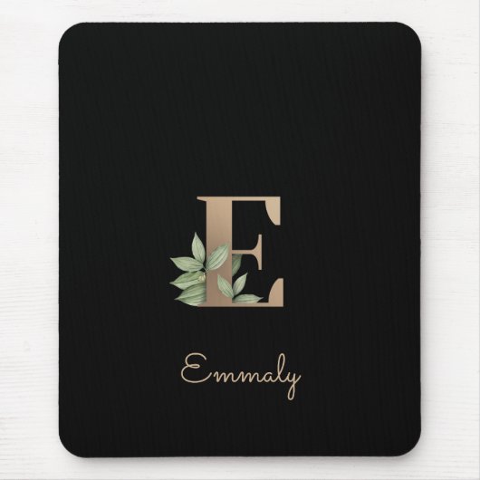 Eleganter Botanischer Monogramm-Brief E Mousepad (Vorne)