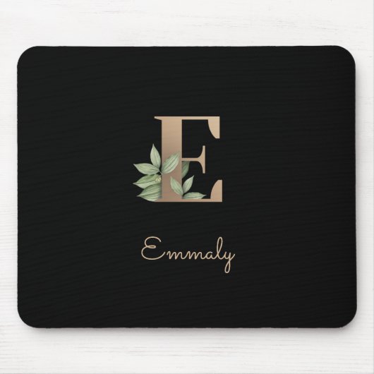 Eleganter Botanischer Monogramm-Brief E Mousepad (Vorne)