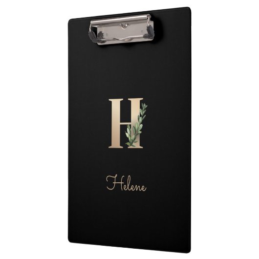 Eleganter Botanischer Monogramm-Brief H Klemmbrett (Links)