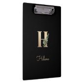 Eleganter Botanischer Monogramm-Brief H Klemmbrett (Rechts)