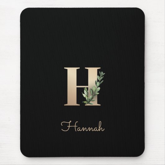 Eleganter Botanischer Monogramm-Brief H Mousepad (Vorne)