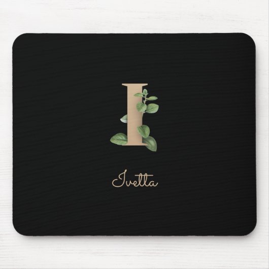 Eleganter Botanischer Monogramm-Brief I Mousepad (Vorne)