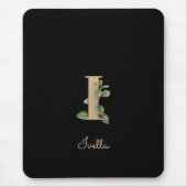 Eleganter Botanischer Monogramm-Brief I Mousepad (Vorne)