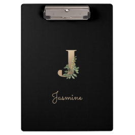 Eleganter Botanischer Monogramm-Brief J Klemmbrett