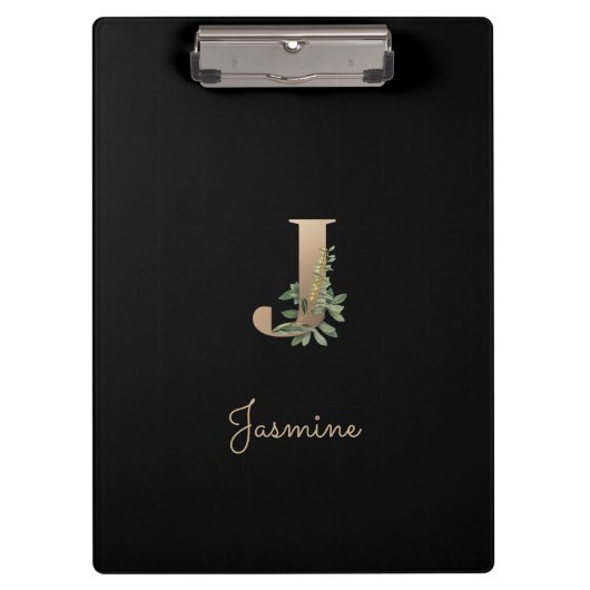 Eleganter Botanischer Monogramm-Brief J Klemmbrett (Vorderseite)