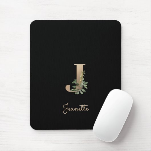 Eleganter Botanischer Monogramm-Brief J Mousepad (Mit Mouse)