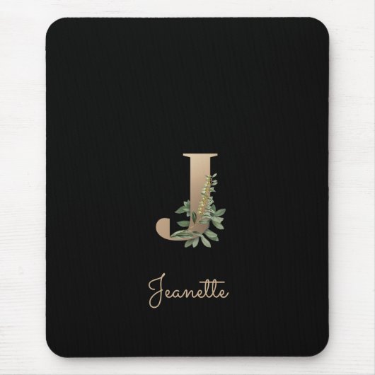Eleganter Botanischer Monogramm-Brief J Mousepad (Vorne)