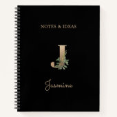 Eleganter Botanischer Monogramm-Brief J Notizblock (Vorderseite)