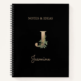 Eleganter Botanischer Monogramm-Brief J Notizblock