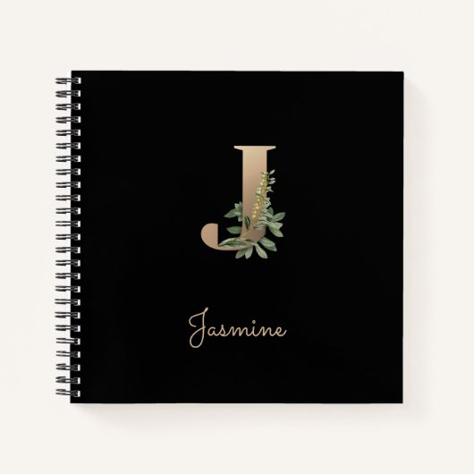 Eleganter Botanischer Monogramm-Brief J Notizblock (Vorderseite)