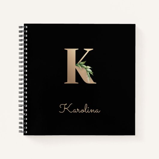 Eleganter Botanischer Monogramm-Brief K Notizblock (Vorderseite)