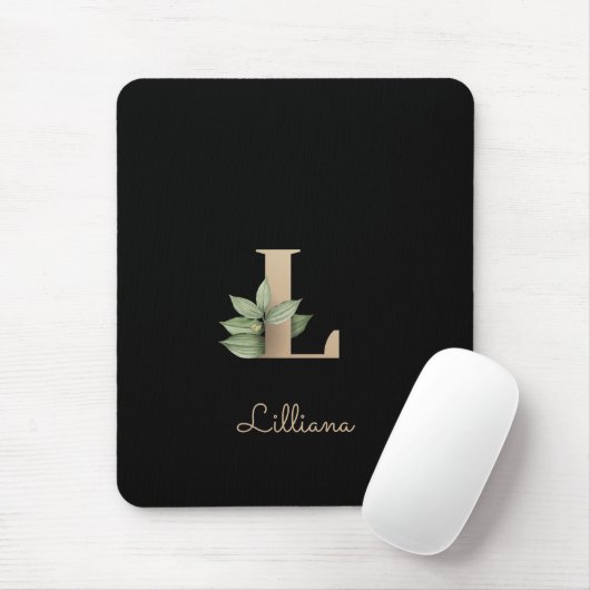 Eleganter Botanischer Monogramm-Brief L Mousepad (Mit Mouse)