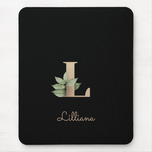 Eleganter Botanischer Monogramm-Brief L Mousepad (Vorne)