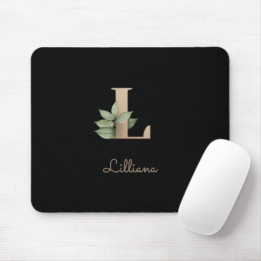 Eleganter Botanischer Monogramm-Brief L Mousepad (Mit Mouse)