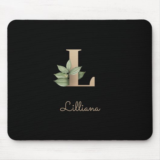 Eleganter Botanischer Monogramm-Brief L Mousepad (Vorne)