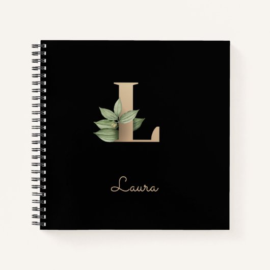 Eleganter Botanischer Monogramm-Brief L Notizblock (Vorderseite)