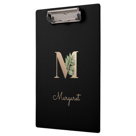 Eleganter Botanischer Monogramm-Brief M Klemmbrett (Links)