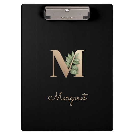 Eleganter Botanischer Monogramm-Brief M Klemmbrett (Vorderseite)