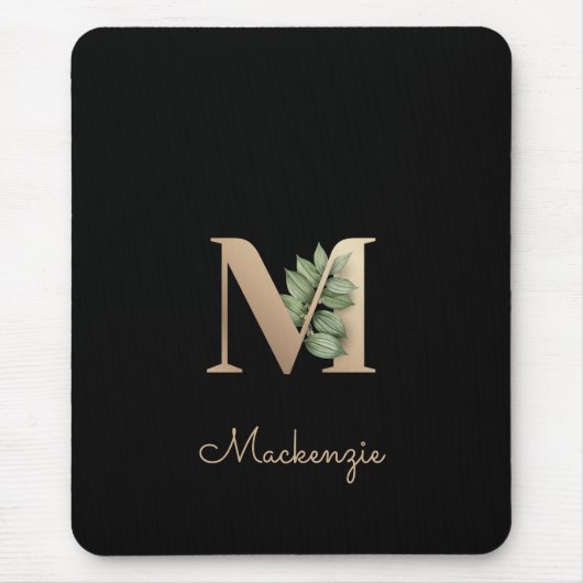 Eleganter Botanischer Monogramm-Brief M Mousepad (Vorne)